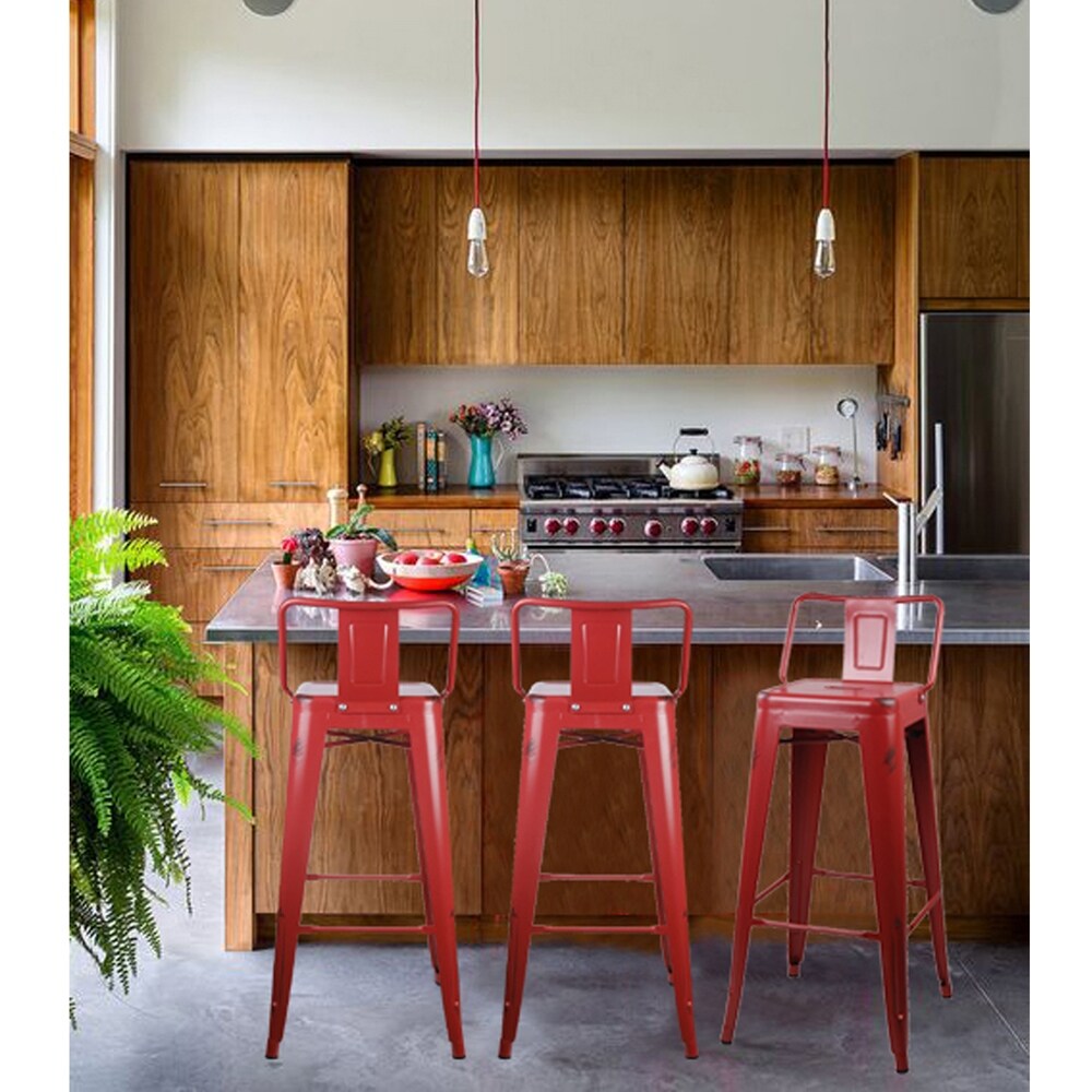 30 inch Low Back Metal Bar Stool-Set of 4