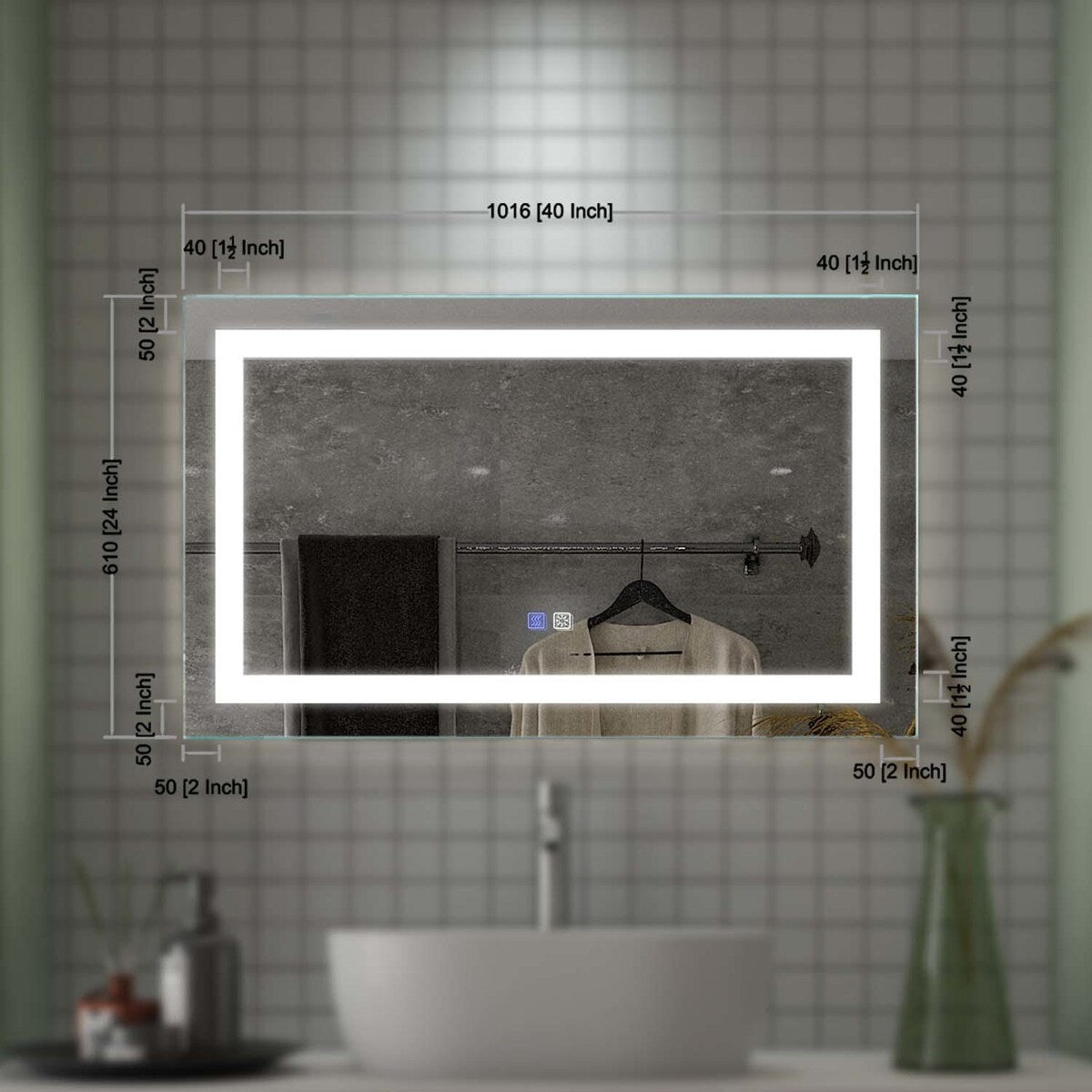GIVINGTREE 40X24 Bathroom Wall Mounted LED Mirror - N/A