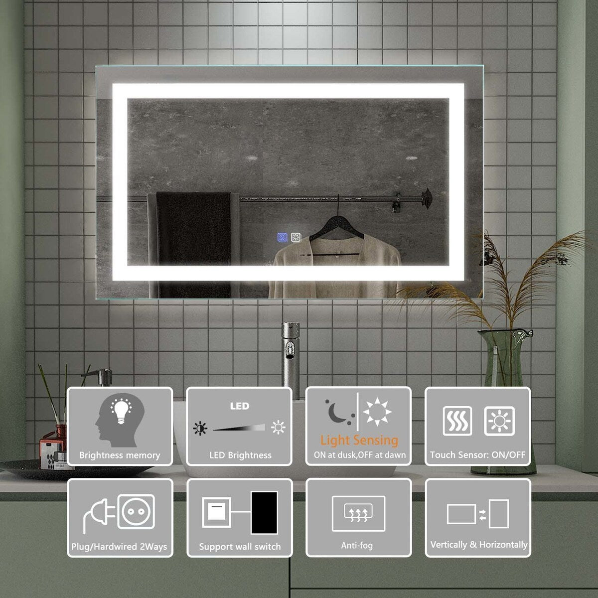 GIVINGTREE 40X24 Bathroom Wall Mounted LED Mirror - N/A