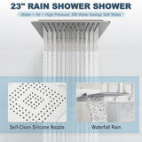 GIVINGTREE Luxury 4 Spray Patterns Thermostatic 23" Wall Mounted Rainfall Dual Shower Head With 3 Spray Heads（valve Included)