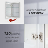 GIVINGTREE Medicine Cabinet Mirrors with 2 Adjustable Shelves (Hinge on the left to Open) Surface-mounted LED lights - N/A