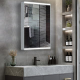 GIVINGTREE Medicine Cabinet Mirrors with 2 Adjustable Shelves (Hinge on the left to Open) Surface-mounted LED lights - N/A