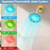 GRANDJOY 5 inch Wall Mount LED Shower Faucet with Handheld Shower Spray Combo High Pressure LED Temperature Display