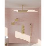 GRANDJOY High Pressure Shower Faucet System 16" Ceiling and dual 6" Wall Mounted Shower Head Combo Handheld Shower Spray