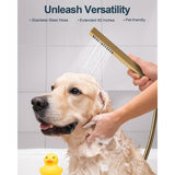 GRANDJOY Thermostatic Shower System 12 inch Ceiling Mount Shower Head 6 Body Jets Handheld Spray with Hose High Pressure