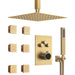 GRANDJOY Thermostatic Shower System 12 inch Ceiling Mount Shower Head 6 Body Jets Handheld Spray with Hose High Pressure