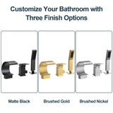 GRANDJOY Shower Faucet Set Deck Mount Bathtub Spout and Handheld Spray Combo High Pressure