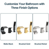 GRANDJOY Shower Faucet Set Deck Mount Bathtub Spout and Handheld Spray Combo High Pressure