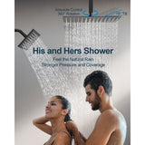 GRANDJOY Dual Shower Heads 16" Rainfall Shower Faucet System with Thermostatic Valve