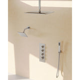 GRANDJOY Dual Shower Heads 16" Rainfall Shower Faucet System with Thermostatic Valve