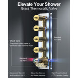 GRANDJOY High Pressure Shower Faucet System 16" Ceiling and dual 6" Wall Mounted Shower Head Combo Handheld Shower Spray