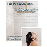 GRANDJOY High Pressure Shower Faucet System 16" Ceiling and dual 6" Wall Mounted Shower Head Combo Handheld Shower Spray