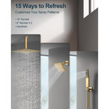 GRANDJOY High Pressure Shower Faucet System 16" Ceiling and dual 6" Wall Mounted Shower Head Combo Handheld Shower Spray