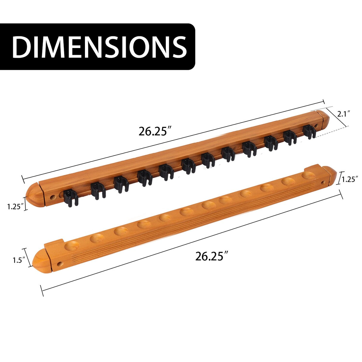GSE™ 12-Pool Cue Wall Mounting Billiard Cue Rack, 2-Piece Hanging Wall Mounted Pool Cue Stick Holder