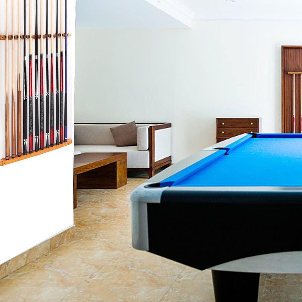GSE™ 12-Pool Cue Wall Mounting Billiard Cue Rack, 2-Piece Hanging Wall Mounted Pool Cue Stick Holder
