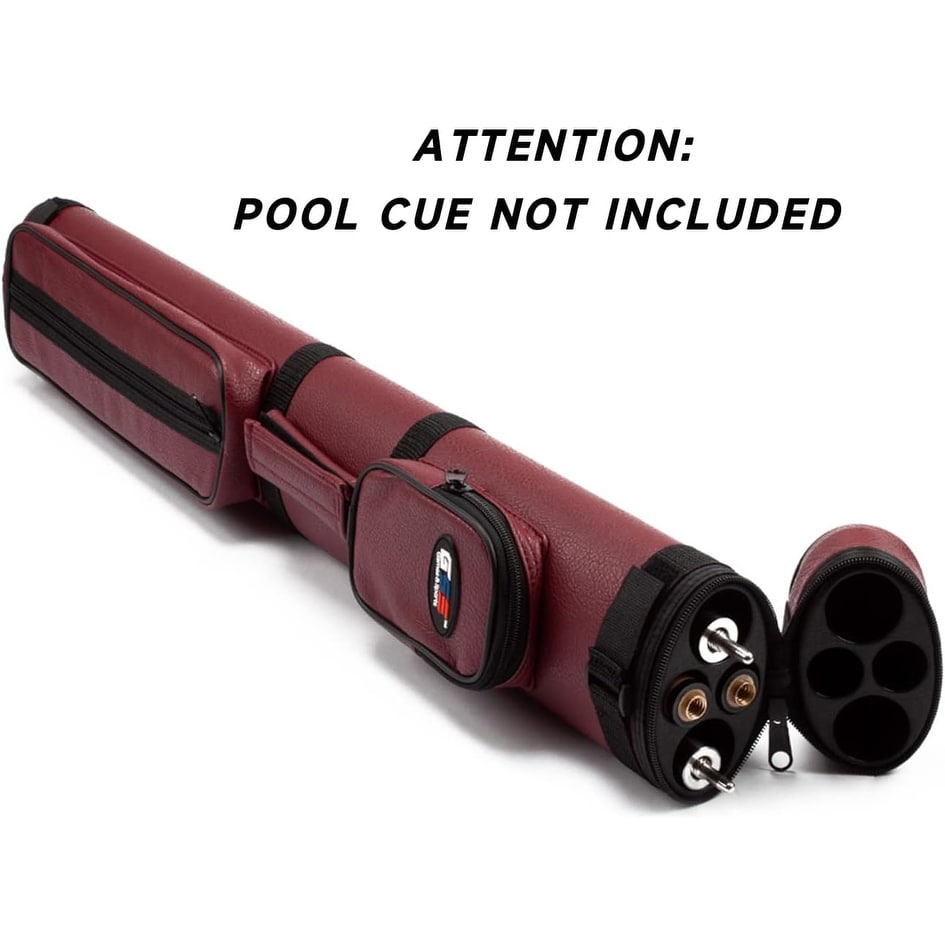 GSE™ 2x2 Oval Hard Billiard Pool Cue Stick Carrying Case, Billiard Cue Case Holds 2 Butts/2 Shafts (5 Colors)