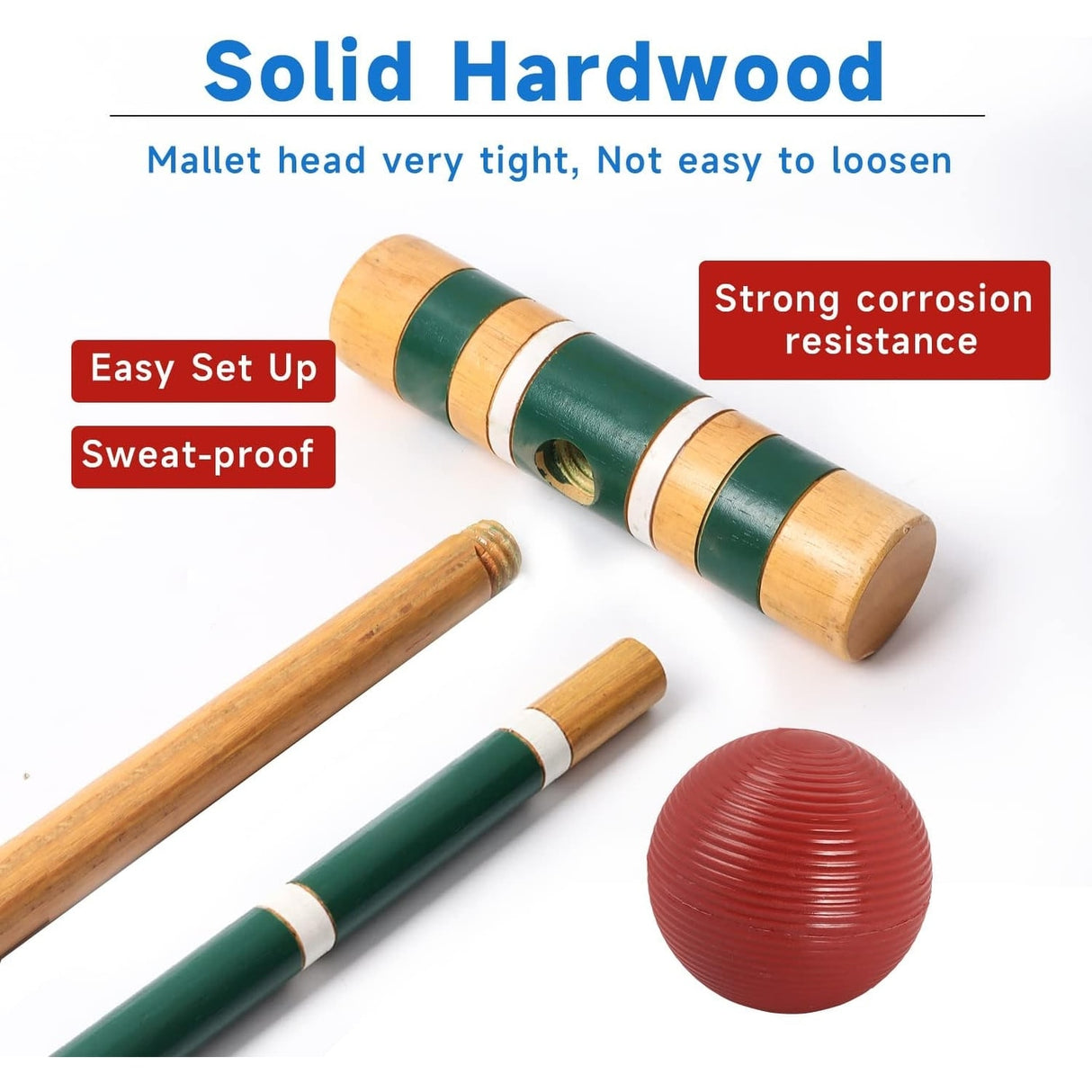 GSE™ Classic 6-Player Croquet Set with 6 Mallets & Croquet Balls, 9 Wickets, 2 Stakes and a Carrying Case - Croquet Set