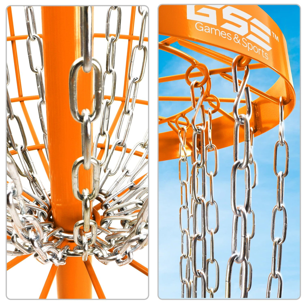 GSE™ Deluxe Portable 24-Chain Disc Golf Targets Basket, PRO Disc Golf Practice Goal Baskets