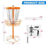 GSE™ Deluxe Portable 24-Chain Disc Golf Targets Basket, PRO Disc Golf Practice Goal Baskets
