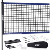 GSE™ Portable Badminton Complete Set with Badminton Net, 4 Rackets & 3 Shuttlecocks - Outdoor Backyard Beach Games