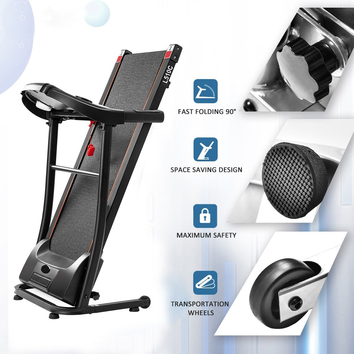 L510C Easy Assembly Folding Electric Treadmill