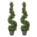 GTR4632-NATURAL-2 3-foot Artificial Cypress Spiral Topiary Tree in Pot (Set of 2)