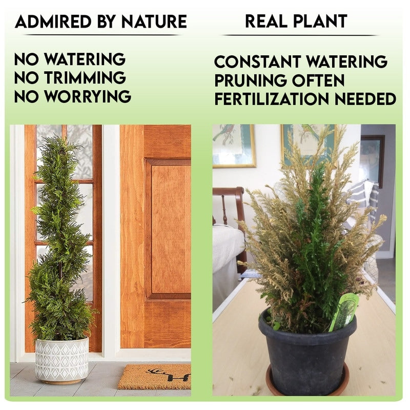 GTR4632-NATURAL-2 3-foot Artificial Cypress Spiral Topiary Tree in Pot (Set of 2)