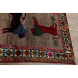 Gabbeh Animal Pictorial Hand-Knotted Wool Persian Oriental Area Rug - 6'5" x 3'9"