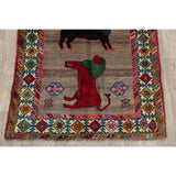 Gabbeh Animal Pictorial Hand-Knotted Wool Persian Oriental Area Rug - 6'5" x 3'9"