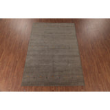 Gabbeh Area Rug Hand-Knotted Beige Tribal Wool Carpet - 6'7"x 9'9"