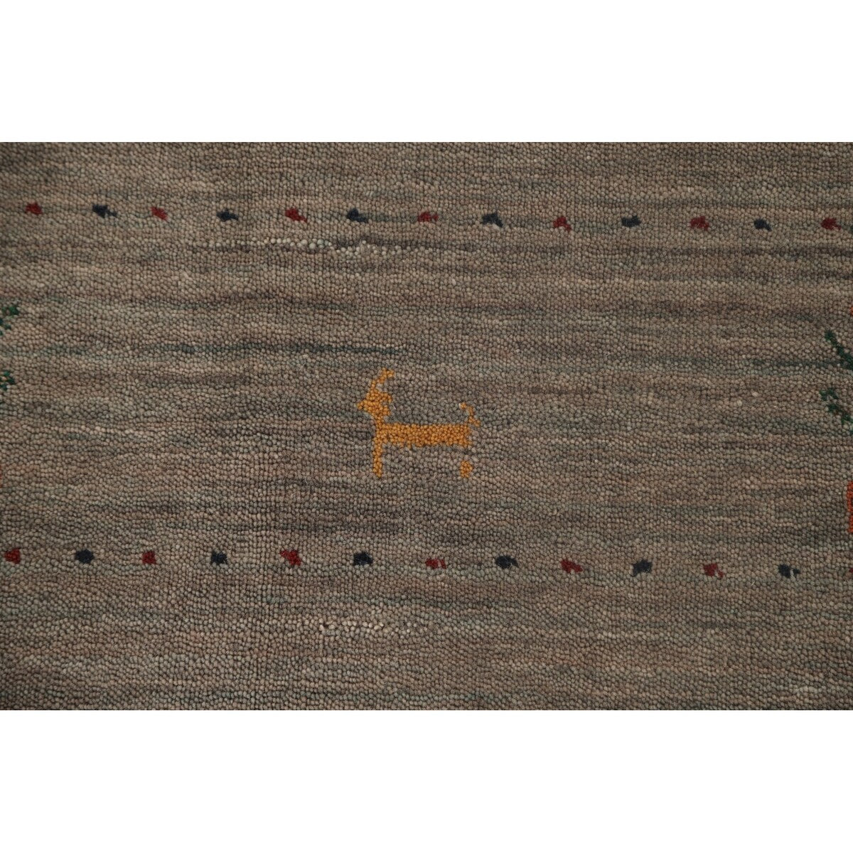Gabbeh Area Rug Hand-Knotted Beige Tribal Wool Carpet - 6'7"x 9'9"