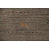 Gabbeh Area Rug Hand-Knotted Beige Tribal Wool Carpet - 6'7"x 9'9"