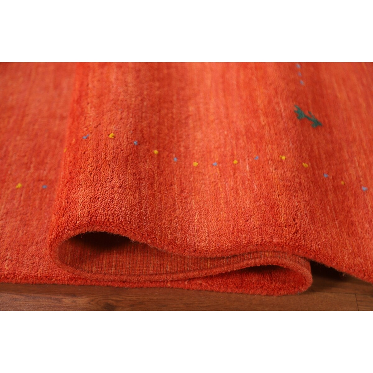 Gabbeh Area Rug Hand-Knotted Orange Oriental Wool Carpet - 6'7"x 9'10"