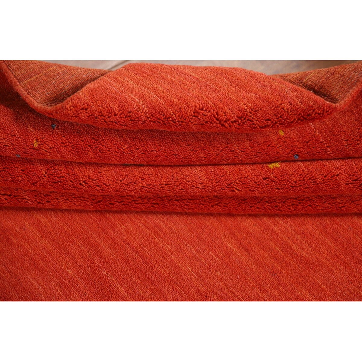 Gabbeh Area Rug Hand-Knotted Orange Oriental Wool Carpet - 6'7"x 9'10"