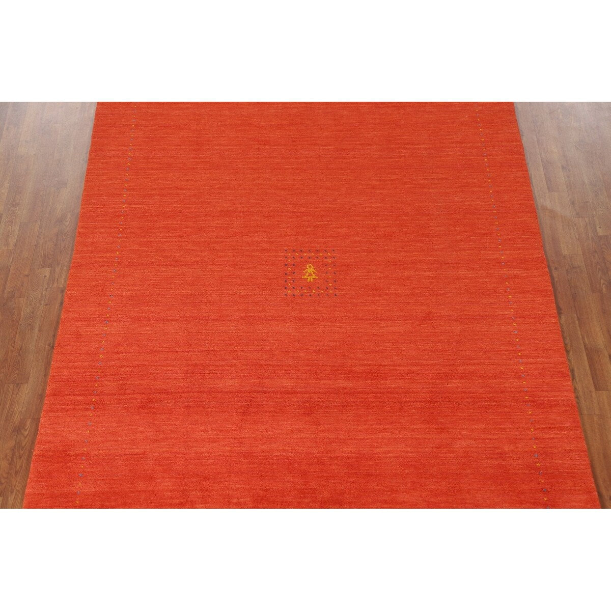 Gabbeh Area Rug Hand-Knotted Orange Oriental Wool Carpet - 6'7"x 9'10"
