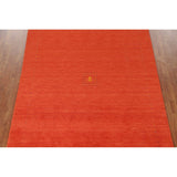 Gabbeh Area Rug Hand-Knotted Orange Oriental Wool Carpet - 6'7"x 9'10"