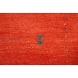 Gabbeh Area Rug Hand-Knotted Orange Oriental Wool Carpet - 6'7"x 9'10"
