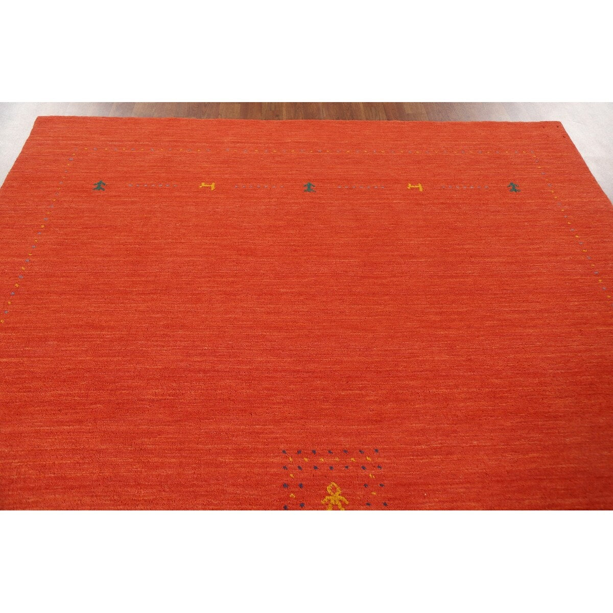Gabbeh Area Rug Hand-Knotted Orange Oriental Wool Carpet - 6'7"x 9'10"