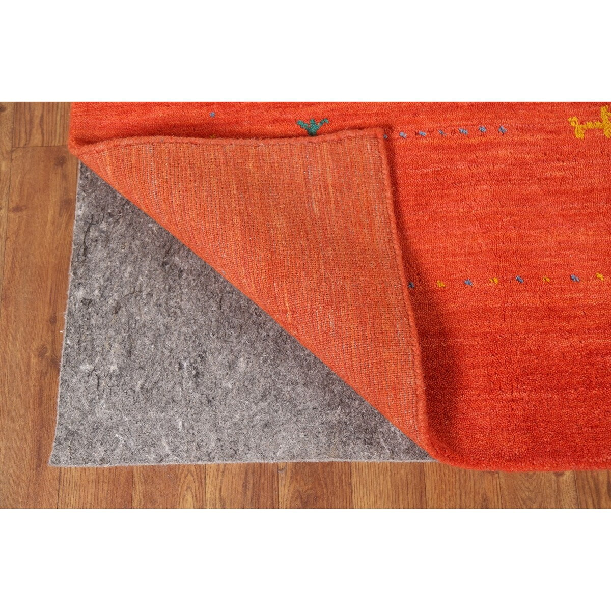 Gabbeh Area Rug Hand-Knotted Orange Oriental Wool Carpet - 6'7"x 9'10"