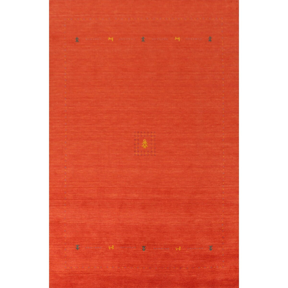 Gabbeh Area Rug Hand-Knotted Orange Oriental Wool Carpet - 6'7"x 9'10"