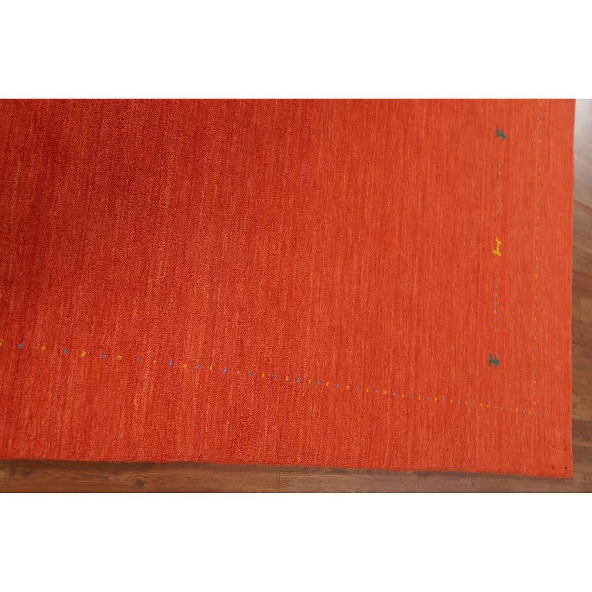 Gabbeh Area Rug Hand-Knotted Orange Oriental Wool Carpet - 6'7"x 9'10"