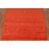 Gabbeh Area Rug Hand-Knotted Orange Oriental Wool Carpet - 6'7"x 9'10"