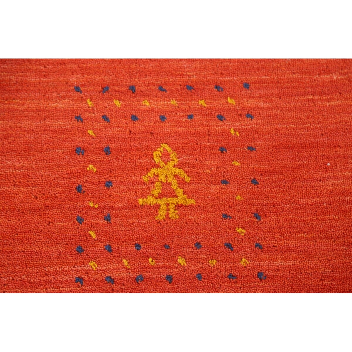 Gabbeh Area Rug Hand-Knotted Orange Oriental Wool Carpet - 6'7"x 9'10"
