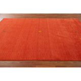 Gabbeh Area Rug Hand-Knotted Orange Oriental Wool Carpet - 6'7"x 9'10"