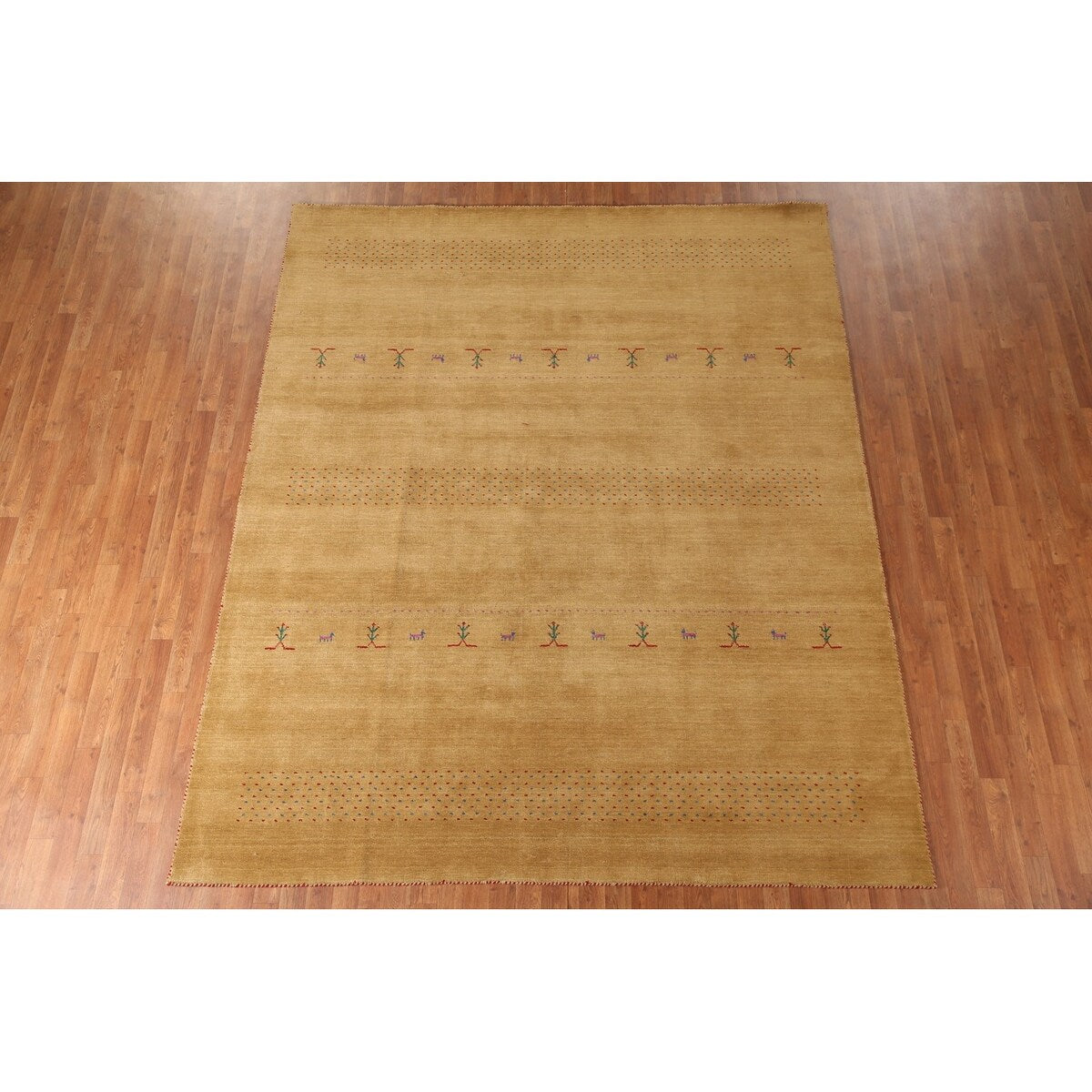 Gabbeh Area Rug Hand-Knotted Wool Carpet - 8'0"x 9'9"