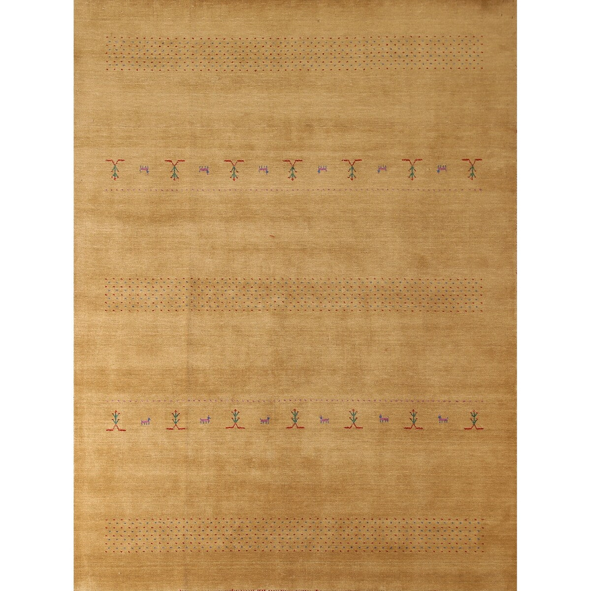 Gabbeh Area Rug Hand-Knotted Wool Carpet - 8'0"x 9'9"