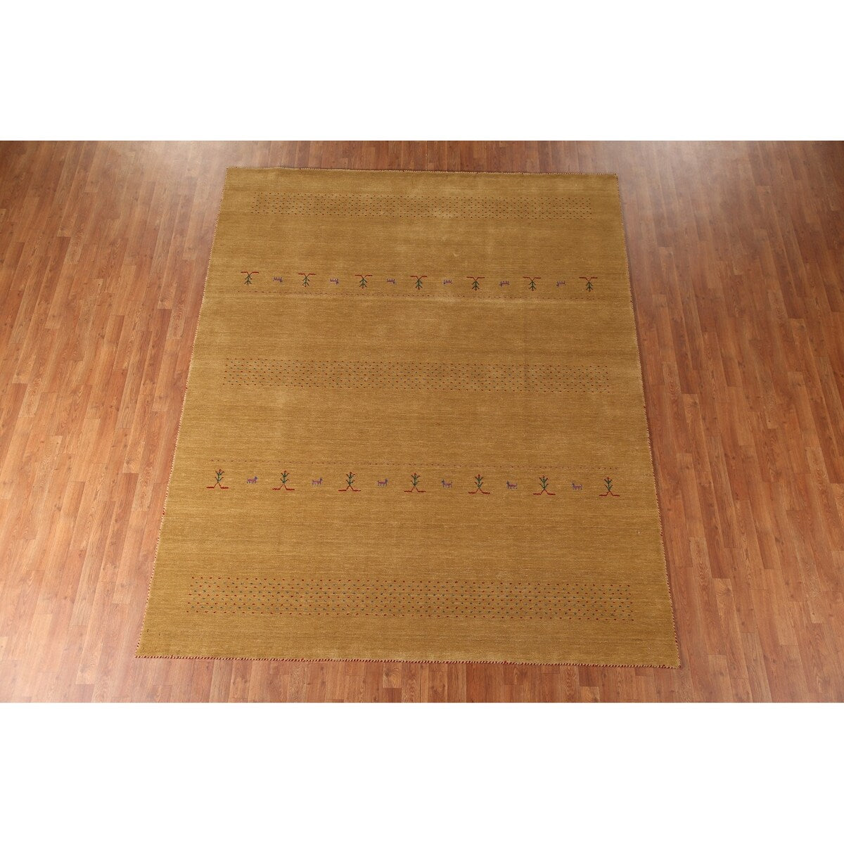 Gabbeh Area Rug Hand-Knotted Wool Carpet - 8'0"x 9'9"