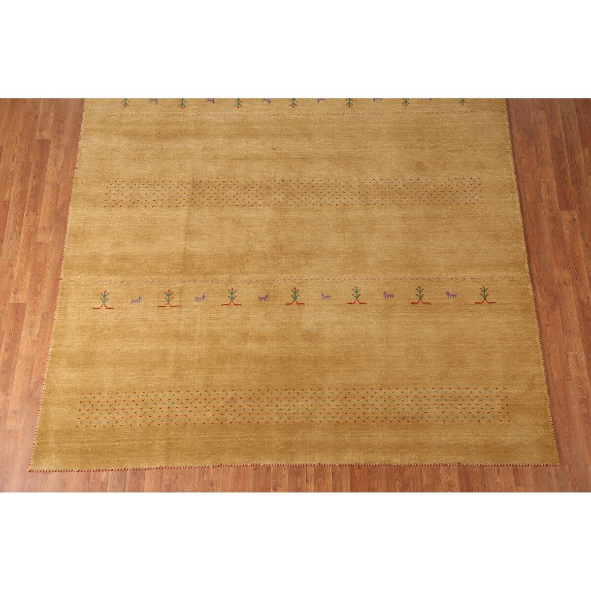 Gabbeh Area Rug Hand-Knotted Wool Carpet - 8'0"x 9'9"