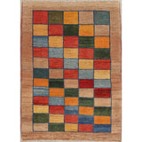 Gabbeh Checked Hand Knotted Wool Oriental Persian Area Rug - 5'0" x 3'7"