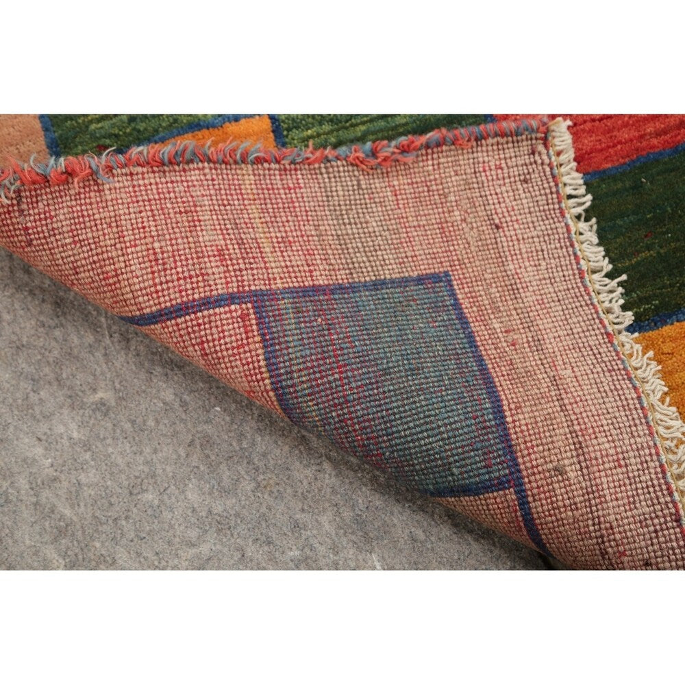 Gabbeh Checked Hand Knotted Wool Oriental Persian Area Rug - 5'0" x 3'7"